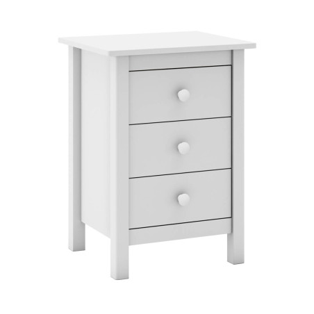Chevet 3 tiroirs en pin massif blanc - DIVA