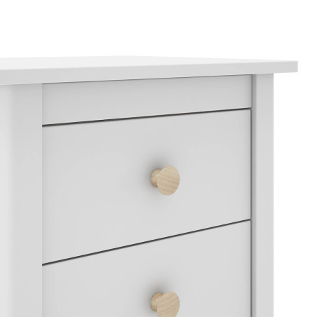 Chevet 3 tiroirs en pin massif blanc - DIVA