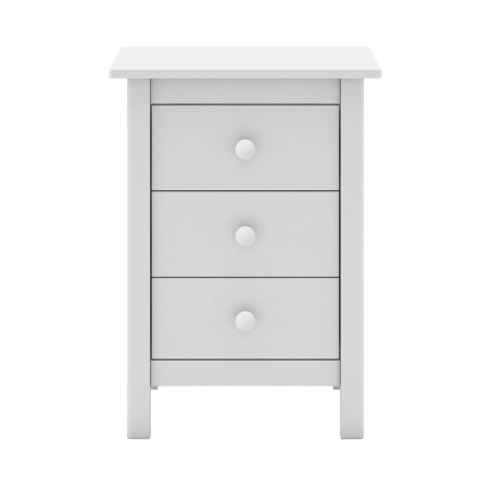 Chevet 3 tiroirs en pin massif blanc - DIVA