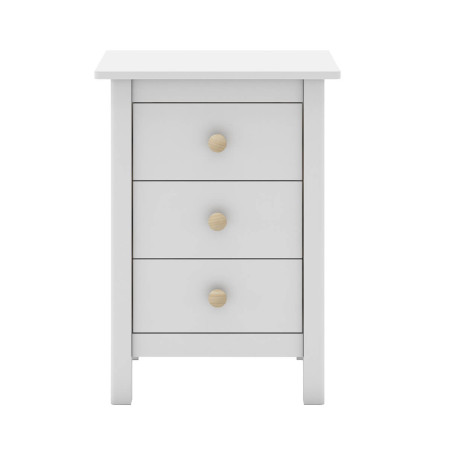 Chevet 3 tiroirs en pin massif blanc - DIVA