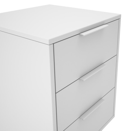 Chevet scandinave 3 tiroirs pin massif naturel et blanc - LAUCARIO