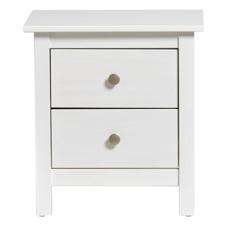 Chevet 2 Tiroirs Bois Massif Coloris Blanc - FREDO
