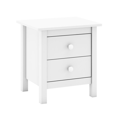 Chevet 2 tiroirs en pin massif blanc - DIVA