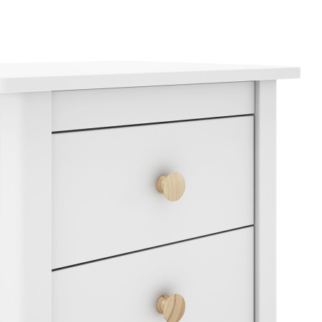 Chevet 2 tiroirs en pin massif blanc - DIVA