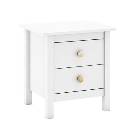 Chevet 2 tiroirs en pin massif blanc - DIVA