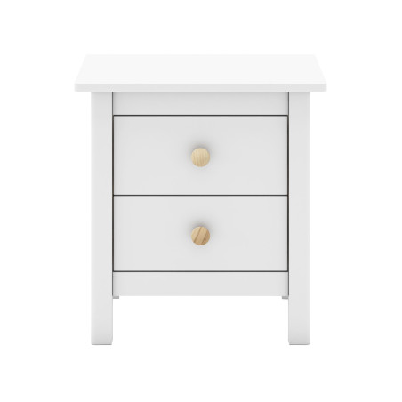 Chevet 2 tiroirs en pin massif blanc - DIVA