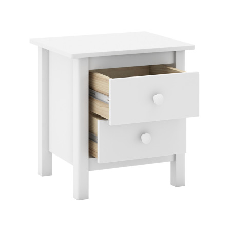 Chevet 2 tiroirs en pin massif blanc - DIVA