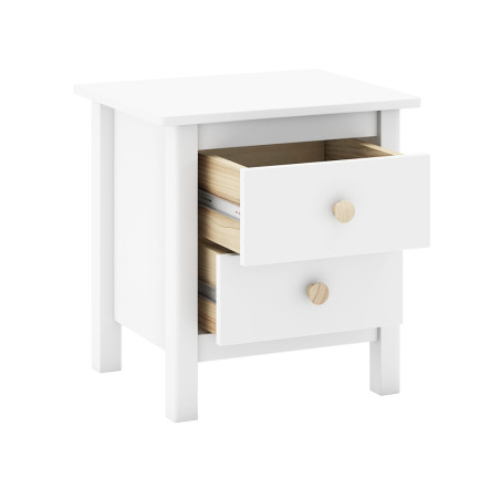 Chevet 2 tiroirs en pin massif blanc - DIVA