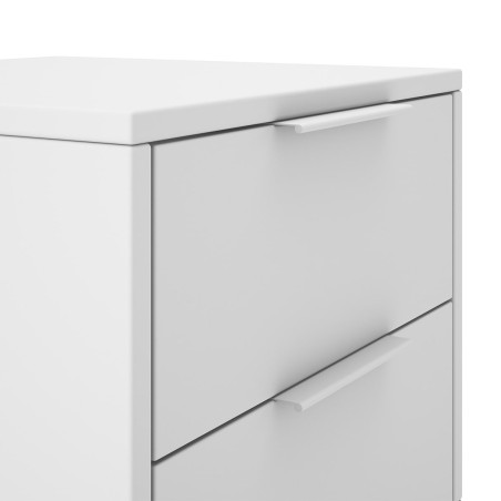 Chevet Scandinave 2 Tiroirs Pin Massif Blanc et Naturel - LAUCARIO