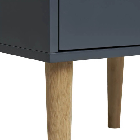 Chevet 2 Tiroirs MDF Gris Foncé et Bois Naturel - AVELIA