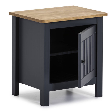 Chevet 1 Porte Bois Ciré et Gris foncé - MALLA