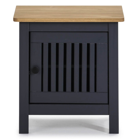 Chevet 1 Porte Bois Ciré et Gris foncé - MALLA
