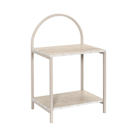 Chevet design arche 2 tablettes métal laqué beige aspect pierre - BRIGS