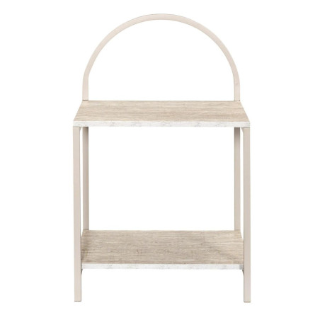 Chevet design arche 2 tablettes métal laqué beige aspect pierre - BRIGS