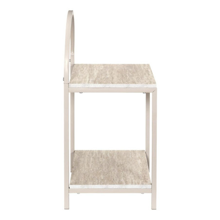 Chevet design arche 2 tablettes métal laqué beige aspect pierre - BRIGS