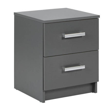 Chevet 2 Tiroirs Gris Graphite - ZEINO