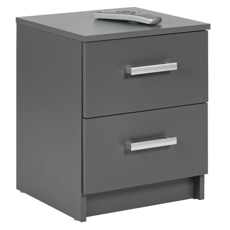 Chevet 2 Tiroirs Gris Graphite - ZEINO