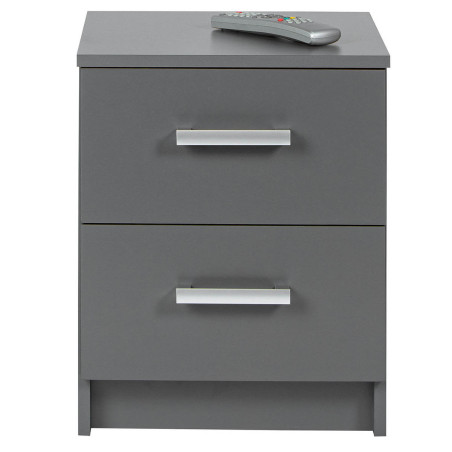 Chevet 2 Tiroirs Gris Graphite - ZEINO