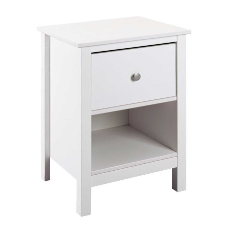 Chevet 1 tiroir en pin massif vernis blanc - DORIOR