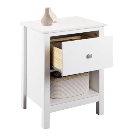 Chevet 1 tiroir en pin massif vernis blanc - DORIOR