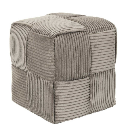 Pouf cube en velours côtelé taupe - AMORA