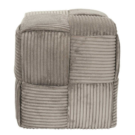 Pouf cube en velours côtelé taupe - AMORA