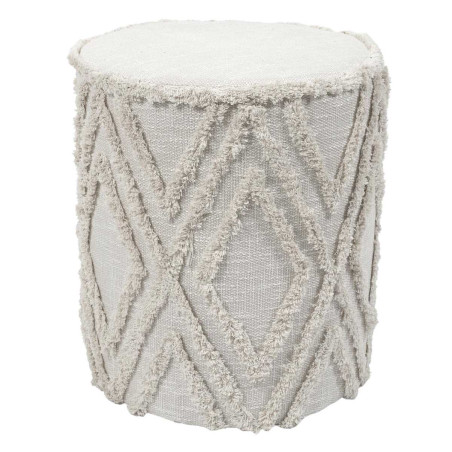 Pouf tissu relief ton sur ton bohème beige - RAMIN