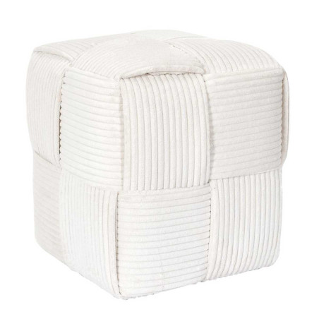 Pouf cube en velours côtelé crème - AMORA