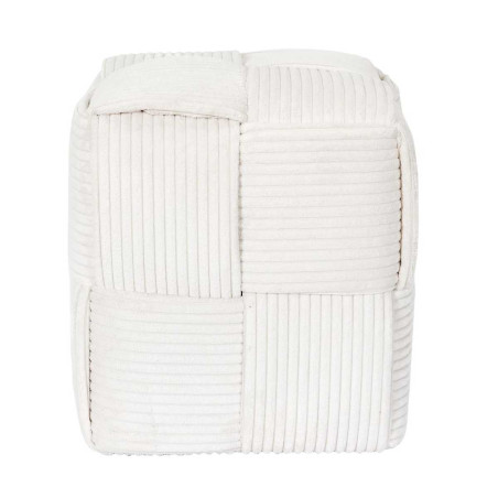Pouf cube en velours côtelé crème - AMORA