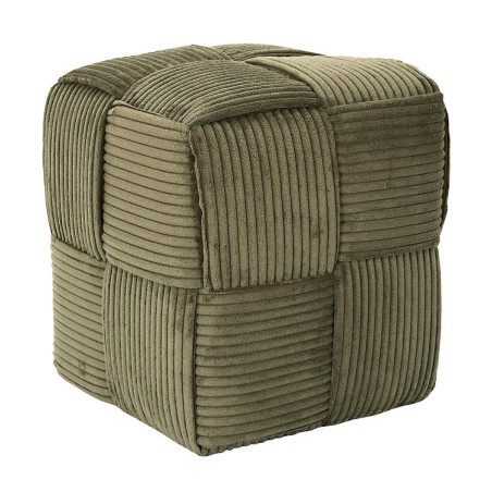 Pouf cube en velours côtelé vert - AMORA
