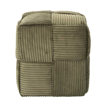 Pouf cube en velours côtelé vert - AMORA