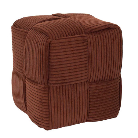 Pouf cube en velours côtelé terracotta - AMORA