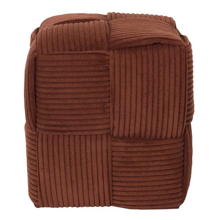 Pouf cube en velours côtelé terracotta - AMORA