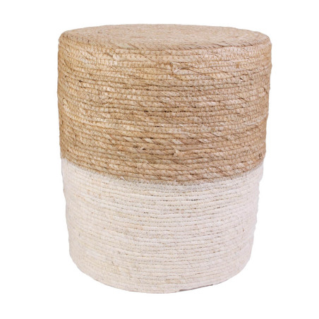 Lot de 2 Poufs ronds tressés naturel et beige - ESTIO