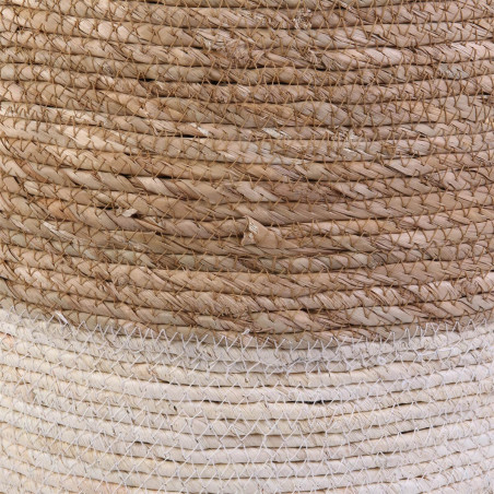 Lot de 2 Poufs ronds tressés naturel et beige - ESTIO