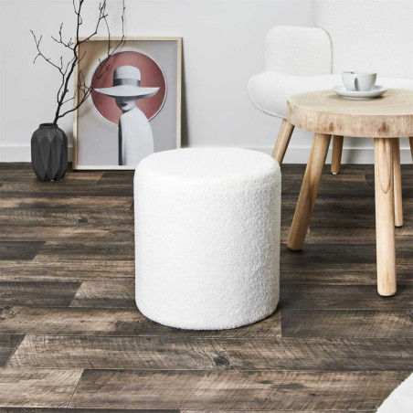 Pouf en tissu bouclette blanc - REGININ
