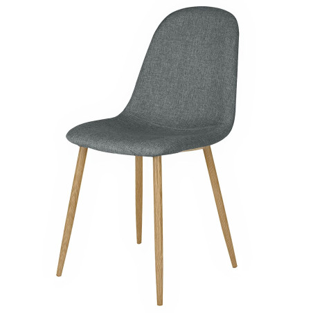 Ensemble repas table blanche + 4 chaises assises gris foncé - LEONIDOR