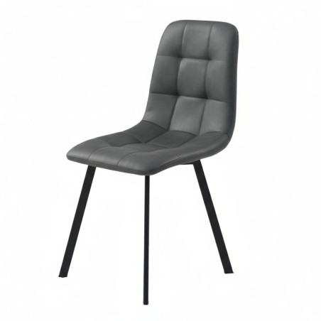 Ensemble repas table rectangulaire aspect bois + 4 chaises gris foncé - NAZAROR