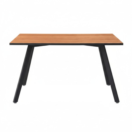 Ensemble repas table rectangulaire aspect bois + 4 chaises gris foncé - NAZAROR