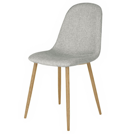 Ensemble repas table blanche et 4 chaises gris clair - LEONIDOR