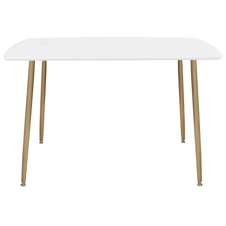 Ensemble repas table blanche et 4 chaises gris clair - LEONIDOR