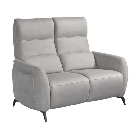 Canapé 2 places fixe tissu micro peau ultra doux gris clair - SMALKOR
