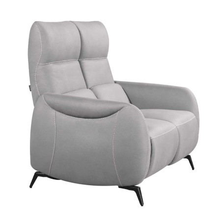 Canapé 2 places fixe tissu micro peau ultra doux gris clair - SMALKOR