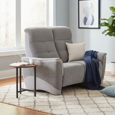 Canapé 2 places fixe tissu maillé ultra doux bicolore gris - AUSTRALOR