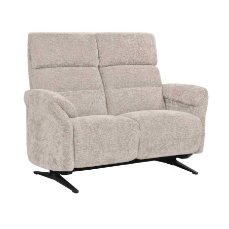 Canapé 2 places fixe tissu velours beige - LAM