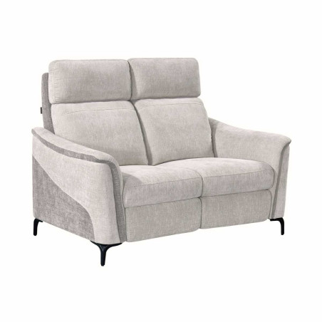 Canapé 2 places fixe tissu maillé ultra doux gris bicolore - SOLLYSOR