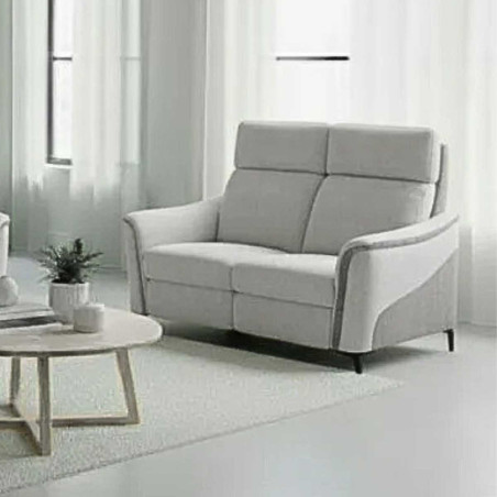 Canapé 2 places fixe tissu maillé ultra doux gris bicolore - SOLLYSOR