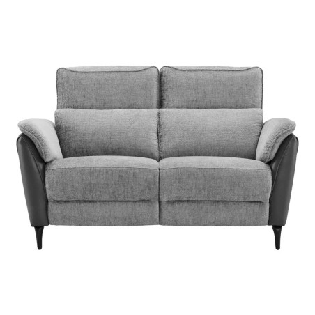 Canapé 2 places fixe bi-matière tissu chenillé et PVC gris - CELESTOR
