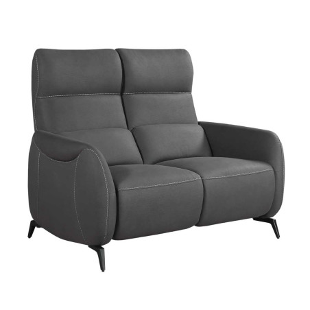 Canapé 2 places fixe tissu micro peau ultra doux gris foncé - SMALKOR