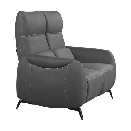 Canapé 2 places fixe tissu micro peau ultra doux gris foncé - SMALKOR